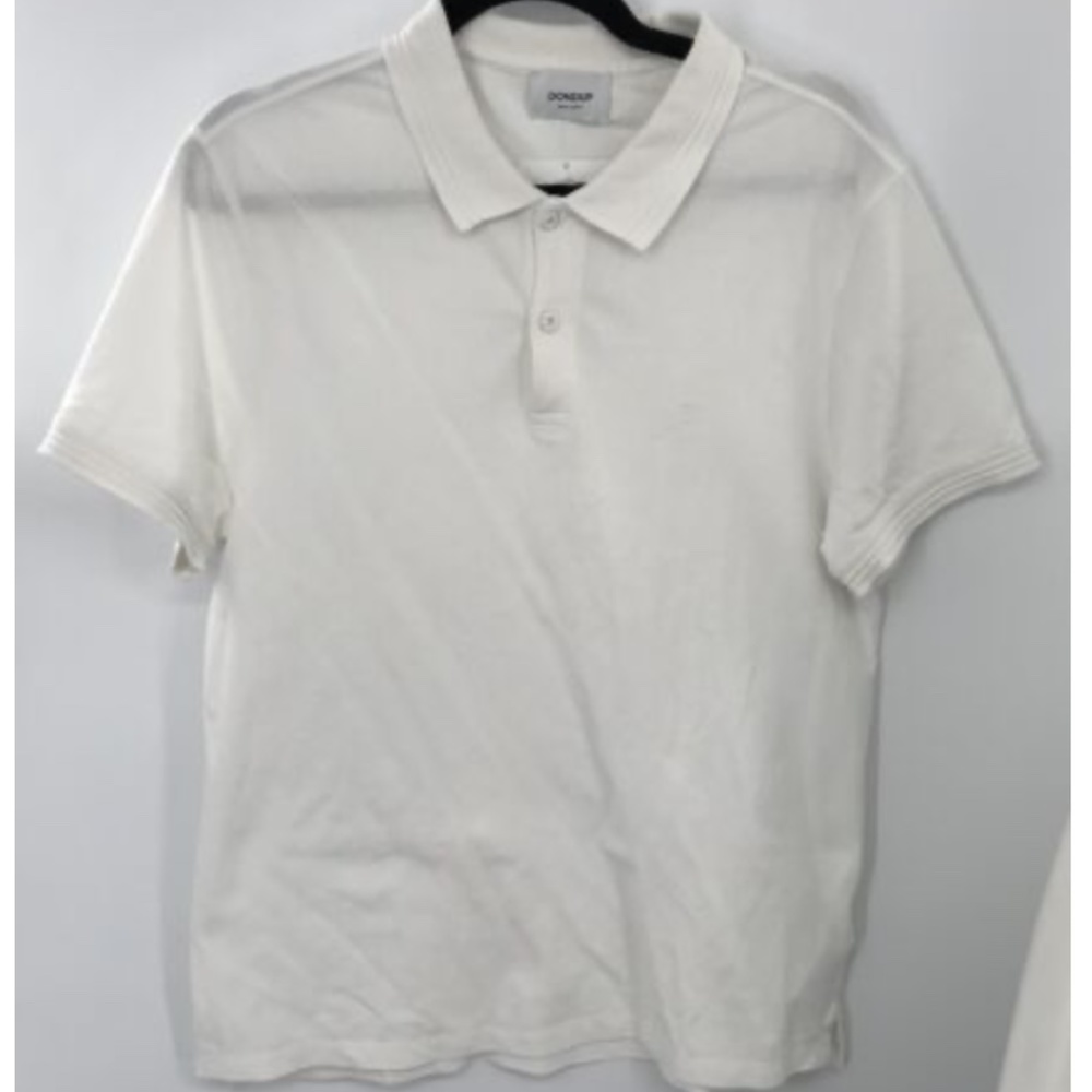 Dondup mens white short sleeves cotton polo shirt sz L